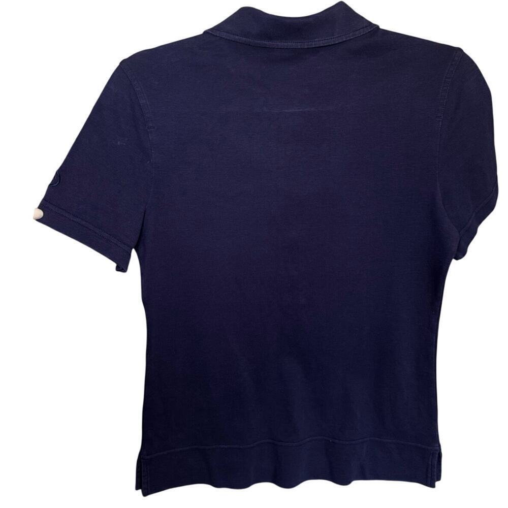 Tory Burch Lennox Polo Five Button Cotton Short Sleeve Navy Size Medium - Picture 6 of 11